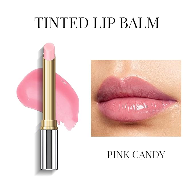 KYDA Tinted Lip Balm, Hydrating Sheer Formula Lip Balm, Natural Glossy Finish, Moisturizing Lip Care Balm for Dry Lips, Pink Candy