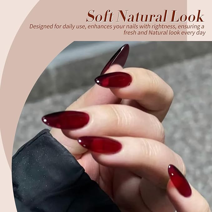 Born Pretty Jelly Gel Nail Polish Set Fall Winter Brown Blood Red Burgundy Black Gel Polish Sheer Milky Nude Transparent Halloween Gel Polish Set Nail Art Varnish Manicure Collection Gift 7ML 6PCS