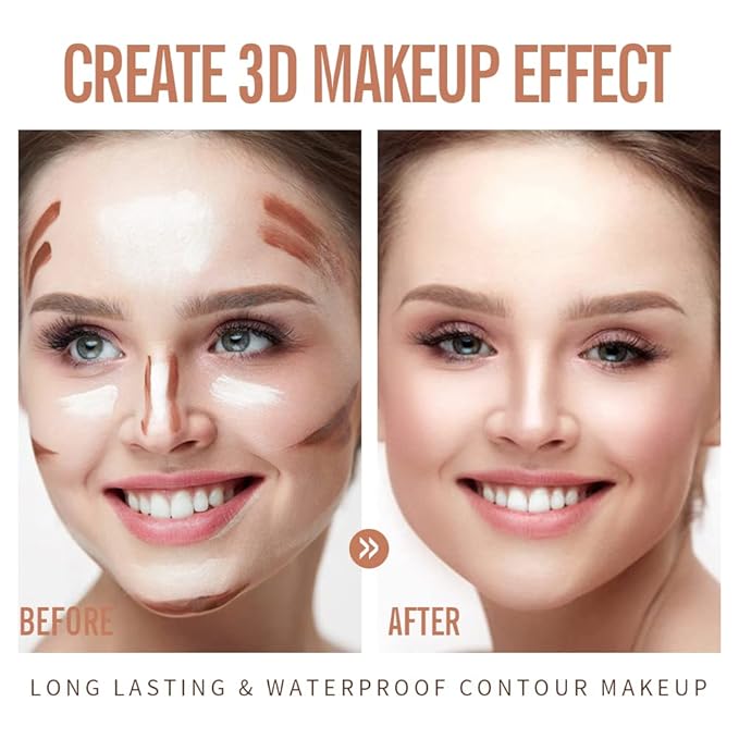 KIMUSE 2 Color Dual Cream Contour Stick, Highlight & Contour Bronzer Stick, Long Lasting & Waterproof Contour Sticks Kit for Light Skin Face Makeup