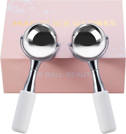 Cryo Sticks 360 Rotating Unbreakable Steel Ice Globes - Facial Skin Care Tools for Women - Ice Roller for Face & Eyes