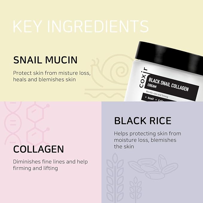 coxir BLACK SNAIL GIFT SET /Gift Set Birthday present /Foam Cleanser+Serum+Cream/Black Rice, Bean, Sesame, Snail Mucin, Collagen, Peptide l Repairing&Firming l Korean Skin Care