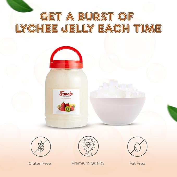 Fanale Coconut Jelly Topping nata de coco for Bubble Tea 8.3 lb | Lychee Jelly | for Boba Tea, Smoothies, Slushes, Desserts | 8.3lb | JEL005