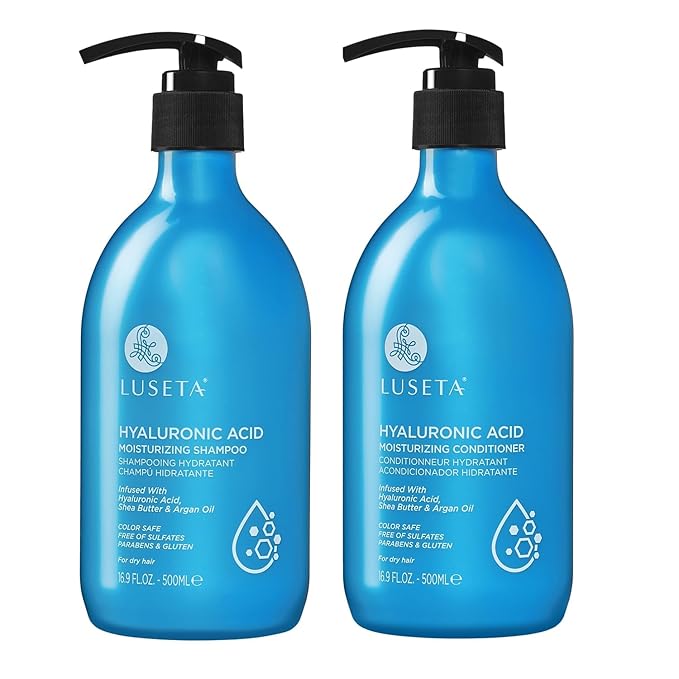Luseta Hyaluronic Acid Moisturizing Shampoo & Conditioner Set for Dry and Damaged Hair, Sulfate Free Shampoo and Conditioner for Women Infused with Argan Oil and Shea Butter Paraben-Free2 x 16.9oz
