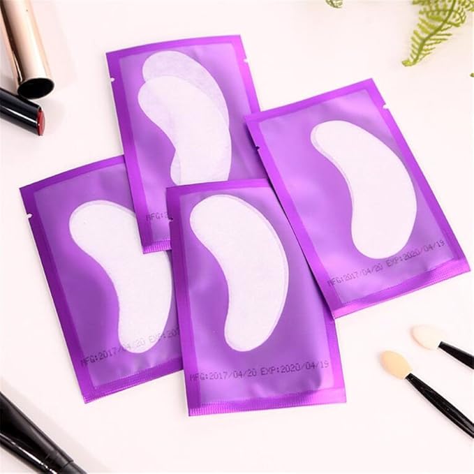100 Pairs Set，Eye Gel Patches,Under Eye Pads Lint Free Lash Extension Eye Gel Patches for Eyelash Extension (purple)