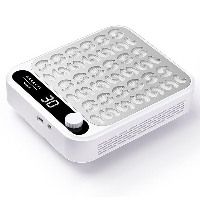 Makartt Nail Dust Collector - Professional Powerful Suction Larina Dust Collector Nail Tech LED Display, Adjustable Speed Reusable Filter, Strainer Panel for Acrylic Nail Polishing Manicure Salon Home