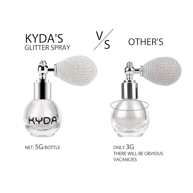 KYDA Highlighter Powder Spray, Glitter High Gloss Spray Shimmer Sparkle Powder Makeup Spray, for Face Body Cosmetic-Pearl White