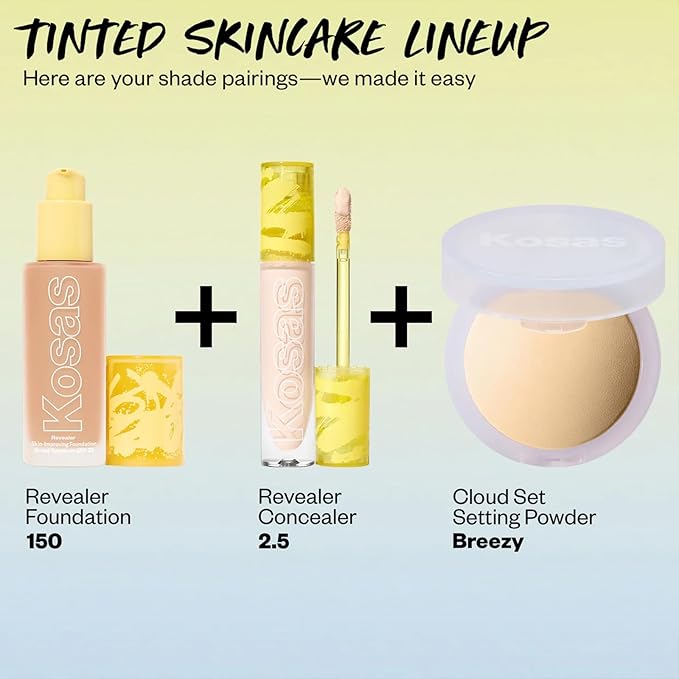 Kosas Revealer Skin-Improving Foundation with SPF 25 Protection - Hydrate, Brighten, Soothe, Plump, Protect Skin - Smoothing Texture, Natural Finish and Clean Formula - Light Cool 150