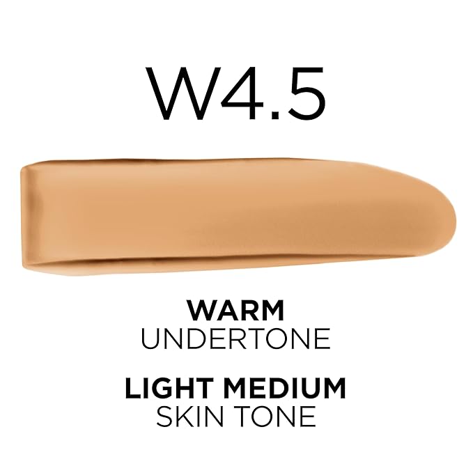 L'Oreal Paris True Match Super-Blendable Foundation, Medium Coverage Liquid Foundation Makeup, W4.5, Light Medium, 1 Fl Oz