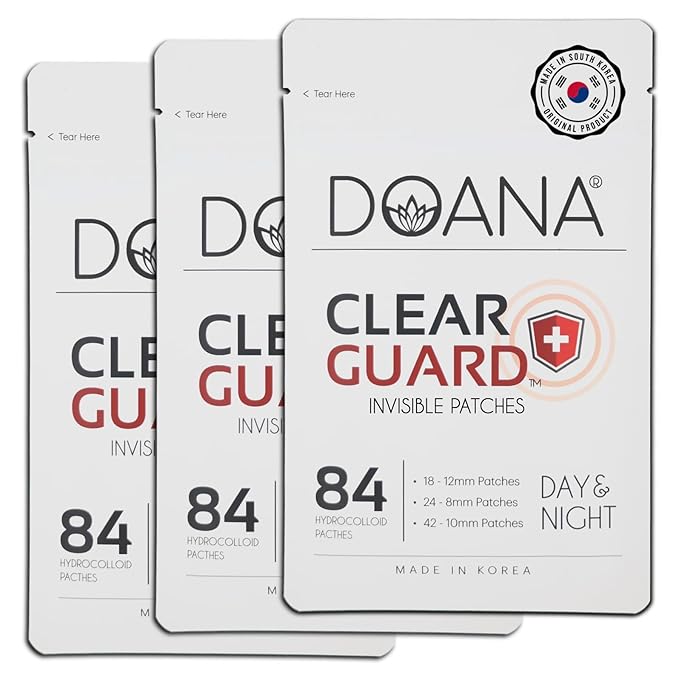 Korean Pimple Patches - 252 Count / Hydrocolloid Spot Stickers in 3 Sizes for Skin Imperfections. Covers Blemishes and Spots for Improved Appearance. Facial and Body Stickers, Day and Night Use