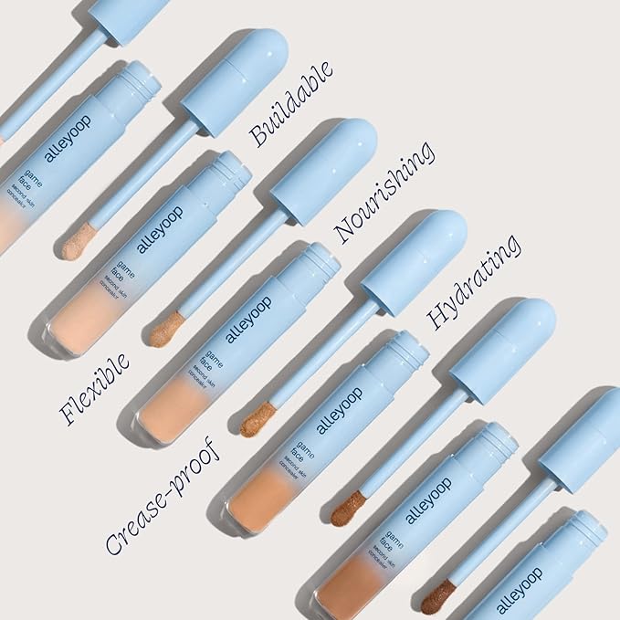 Alleyoop Game Face Concealer Makeup, Lightweight to Medium Buildable Coverage Under Eye Concealer, For Blemishes, Crease-proof and Hydrating with Aloe Stem Cell, Smooth Second Skin Finish - All-Star