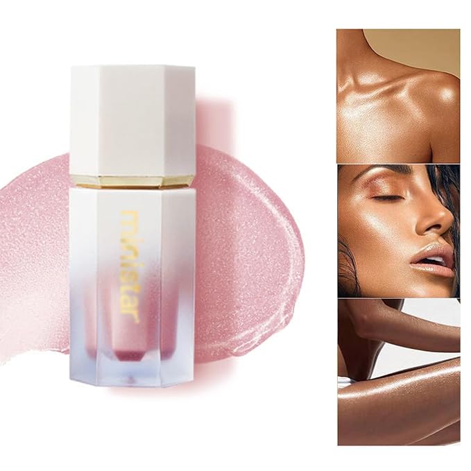 Liquid Highlighter Makeup, Long Lasting Liquid Luminizer for Glowing Skin Waterproof Smooth Glitter Highlight Face Illuminator Cream Contour Stick Body Shimmer Liquid Bronzer(#03 ROSE GOLD)