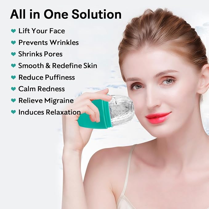 LATME Ice Cube Roller for Face Eyes,Reusable Silicone Ice Mold,Womens Gifts,Face Massager Roller Puffiness Migraine Pain Relief and Minor Injury