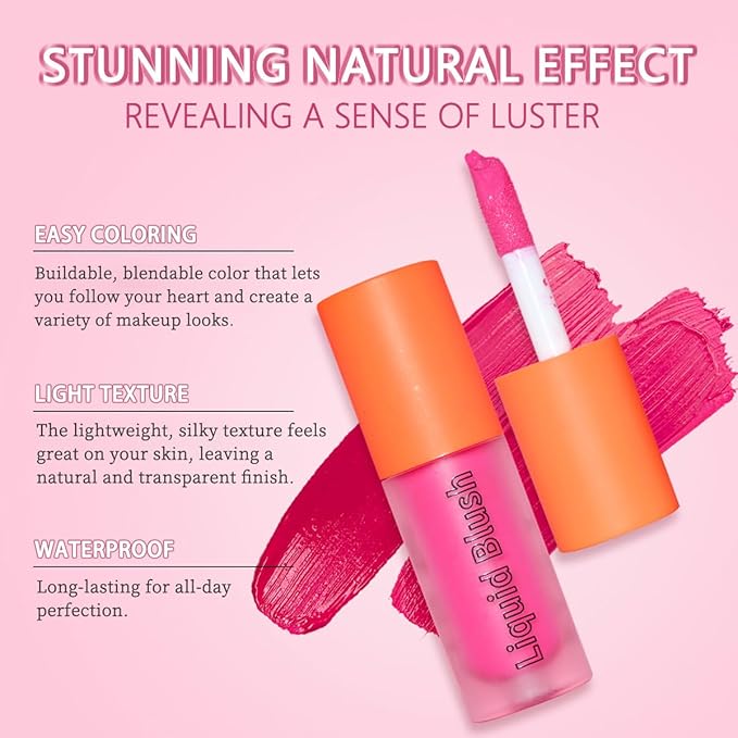 Liquid Blush, Long-lasting & Blendable Liquid Blush for High-Pigment Color, Achieve a Soft, Dewy, Healthy Natural Finish (05-Warm Orange, 0.2 Ounce)