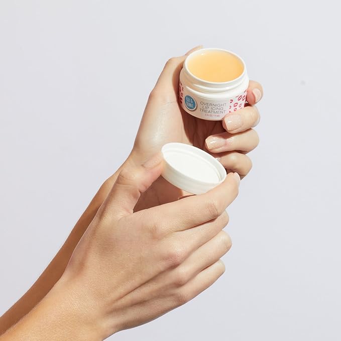 Fizz & Bubble Overnight Lip Icing Treatment with Vitamin E, Shea Butter, Hyaluronic Acid, Beeswax & More - Coconut & Peach - 0.5 Fl Oz