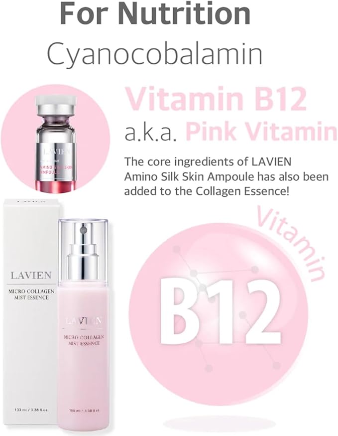 Lavien Micro Collagen Mist Essence - Hydrating Facial Spray, Redness and Smooth Skin - Suitable All Skin Types - 3.38 Fl Oz Bottle