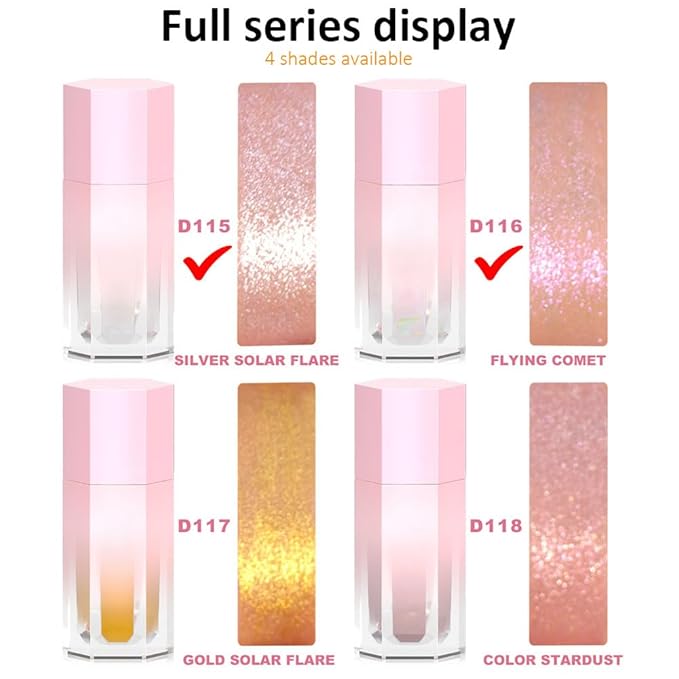 evpct Light Liquid Face Highlighter Makeup Waterproof Long Lasting Pearl White & Mermaid Pink Glimmer Glow Sparkly Glitter Body Shimmer Oil Luminizer Stick Highlight Illuminator for Face Cheek Eyes