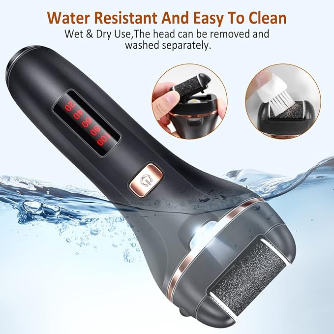 Electric Callus Remover for Feet,Rechargeable Foot File Hard Skin Remover,Waterproof 14 in1 Professional Pedicure Kit for Cracked Heels &Dead Skin,with 3 Roller Heads 2 Speed
