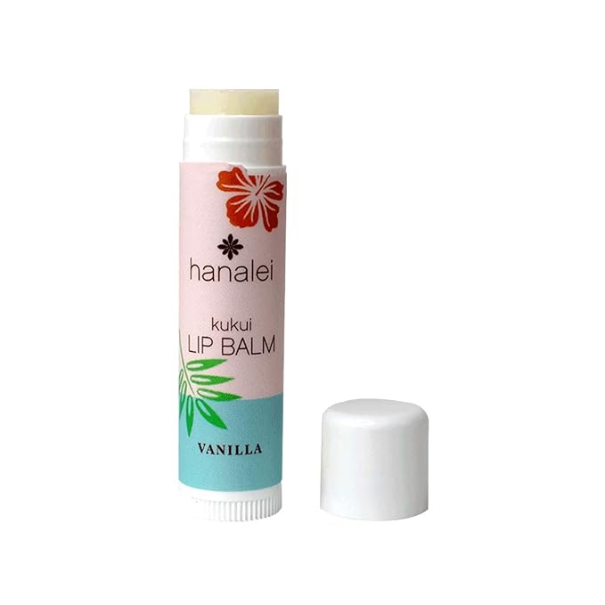 Hanalei Lip Balm and Moisturizer - Natural Kukui Oil and Beeswax Lip Moisturizer to Hydrate and Replenish Dry, Chapped Lips - Made in USA - Vanilla