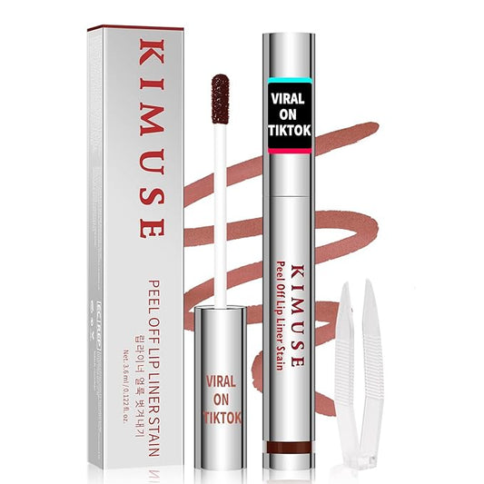 KIMUSE Peel Off Lip Stain, Long Lasting Lip Stain Peel Off with Tweezer, Waterproof Lip Liner Stain, Transfer-Proof, Highly Pigmented Color, Matte Finish