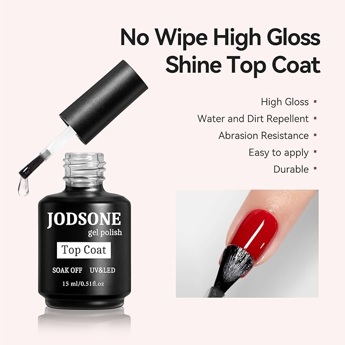 JODSONE 3 Bottles of Top Coat Matte Top Coat Base Coat Set Soak off Salon Use Home DIY Nail Gel