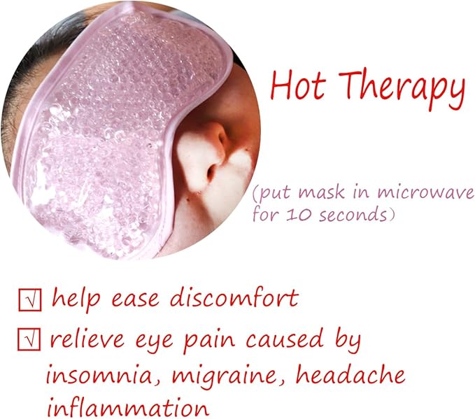 Gel Gel Eye Mask, Cooling Eye Mask Reusable Eye Ice Pack Under Eye Patches, Eye Hot Cold Treatment Pack for Redness, Pain Relief and Eye Relax (Pink - 2count)