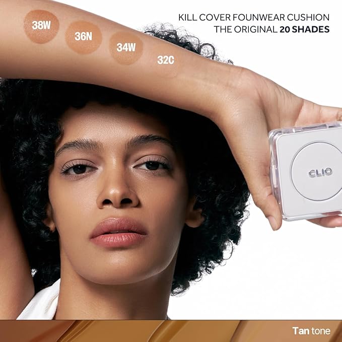 CLIO Kill Cover Founwear Cushion The Original – 20 Shades, Buildable Light to Medium Coverage, Natural Finish, Korean Makeup Foundation, Long-Lasting Skin Fit, 32C MAPLE