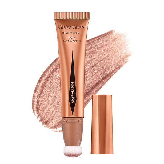 LANGMANNI Liquid Contour Beauty Wand, Face Concealer Contouring,Highlighter,Blusher Stick with Big Cushion Applicator.Cream Contour Stick For Finish Face Contour Makeup. (#06 Highlighter)