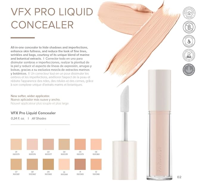 FARMASI Vfx Pro Liquid Concealer Makeup, All-in-one Full Coverage, Highly Pigmented Concealer for All Skin Type, Hide Shadows & Imperfections, Enhance Skin Fullness Foundation Concealer 0,24 Fl Oz C07