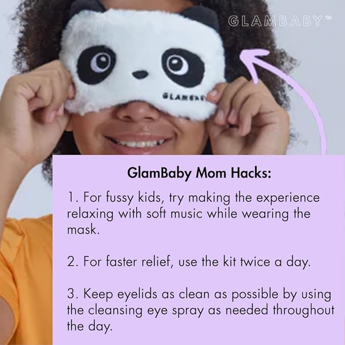 GlamBaby Eye Care - Unbearable Bump™ Kit - stye kit for kids - heat and cooling mask - cleansing spray for eyelid debris