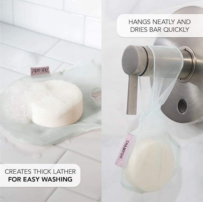 Kitsch Bar Soap Saver Bag - Soap Dish and Soap Holder for Shampoo Bar, Conditioner & Body Wash – Recycled Mesh Beauty Bar Soap Pouch, Eco-Friendly, Patented Bag - Mint