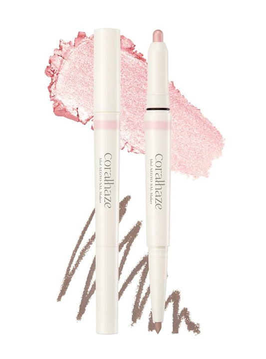 CORALHAZE Idol AEGYO-SAL Maker 02 Sparkling Pink, 2-in-1 Under-Eye Highlighter and Contour Liner for Bright, Voluminous Eyes, Long-Lasting, Smudge-Proof Shimmer Stick with Natural Glow, Korean Beauty