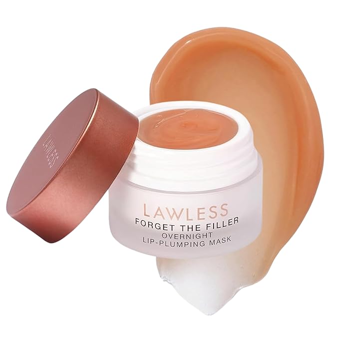 LAWLESS Forget the Filler Lip Mask - Cinnamon Sugar - Premium Overnight Lip Plumping Treatment with Natural Ingredients Designed to Plump, Hydrate, and Smooth Lips - 0.28 oz