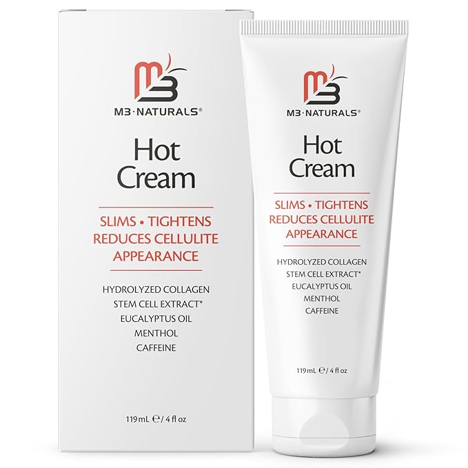 M3 Naturals Hot Cream for Belly Butt and Thighs Cellulite Cream for Thighs and Butt Fast Body Sweat Activator with Caffeine and Collagen - Invigorating Sweat Cream for Workouts and Body Sculpting