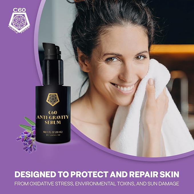 C60 Skincare - Age-Defying Antioxidant Protection - Reduce Wrinkles, Heal Skin, Non-Greasy - Face, Body, Bug Bites, Scarring - Organic Avocado Oil, 99.99% Pure (Regular, C60 Anti-Gravity Serum)
