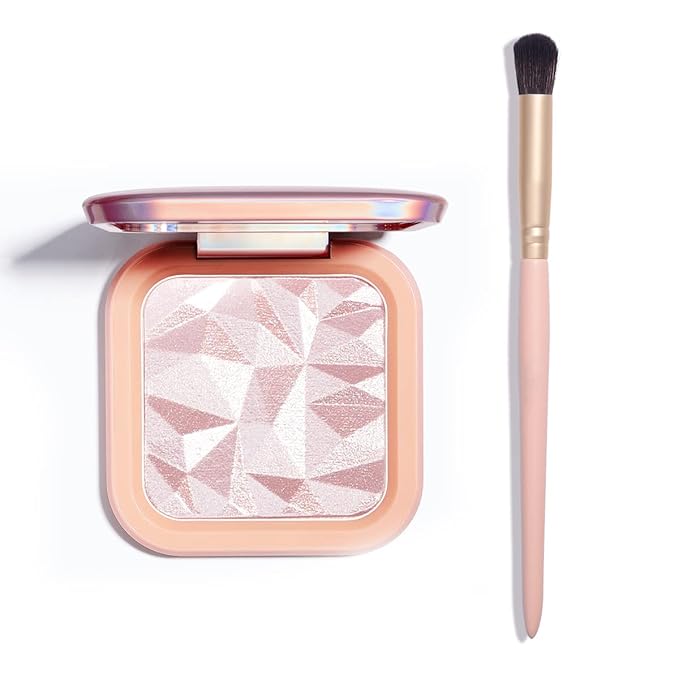 ELESSY Highlighter Makeup Palette Glitter Pink Highlighter Palette Shimmer Highlighter Powder Suit All Skin Tones-DAWN GLOW