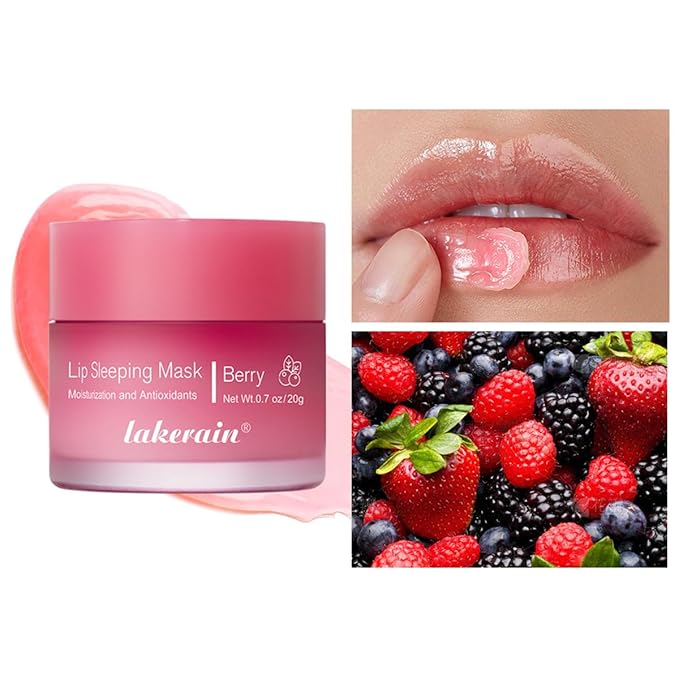 Hydrating Lip Sleeping Mask, Long Lasting Hydrating Night Lip Balms for Intensive Moisturizing and Care, Prevention Dry and Crack (BERRY) 0.7 OZ