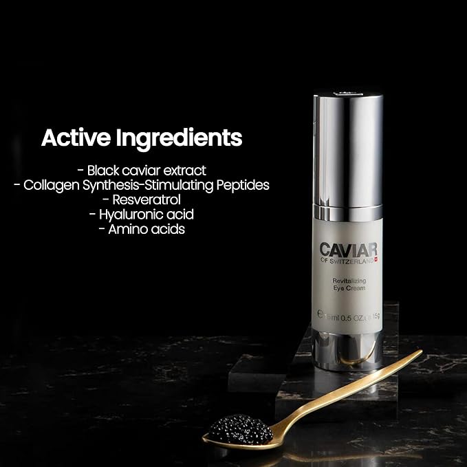 Black Caviar Under Eye Cream – Anti Aging Skin Care Moisturizer Cream | Instant Hydrating, Collagen Puffiness and Bags Reducer, Wrinkles Repairing & Circle Remover Treatment