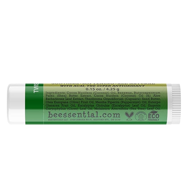 Beessential Natural Bulk Lip Balm, Peppermint, 18 Pack | For Men, Women, and Children. Great for Gifts, Showers, & More