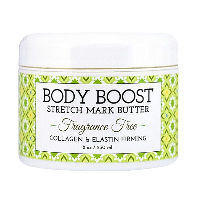 Body Boost Fragrance Free Stretch Mark Butter, 8 oz-Repair Stretch Marks and Scars- Clinically Proven Ingredients- Pregnancy and Nursing Safe