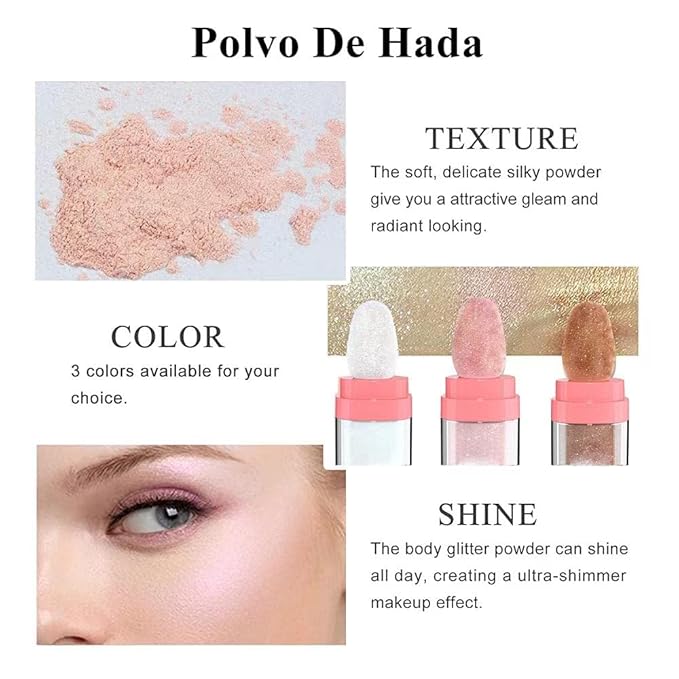 3 Color Glitter Powder Highlighter Makeup, Body Brightens the Natural Three-Dimensional Face Blusher Fairy Highlight Patting Powder.