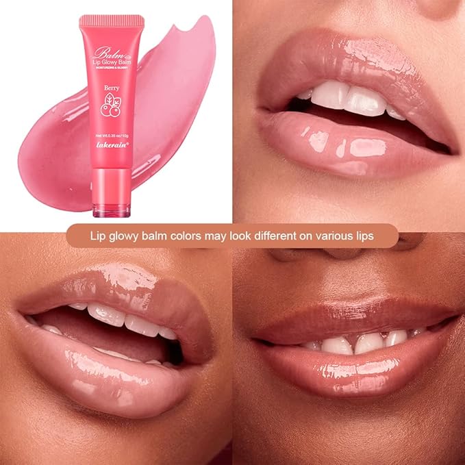 4Pcs Lip Glowy Balm | Lip Sleeping Mask | Plumping Lip Gloss | Tinted Lip Balm (Grape, Peach, Berry, Grapefruit)