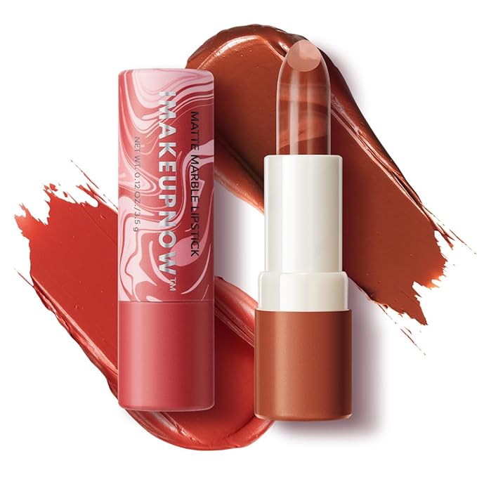 2PCS Marbled Matte Lip Stick Makeup - Velvety Finish | Naked-lip Feel, Full Coverage, D001+D002