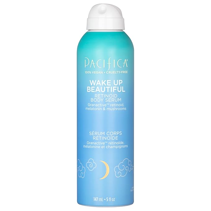 Pacifica Spray Lotion for Body - Wake Up Beautiful Body Serum – Overnight Retinoid Body Treatment, Spray-On Hydrating Serum with Granactive Retinoid, Mushrooms & Melatonin, Plumps & Renews Skin, Vegan