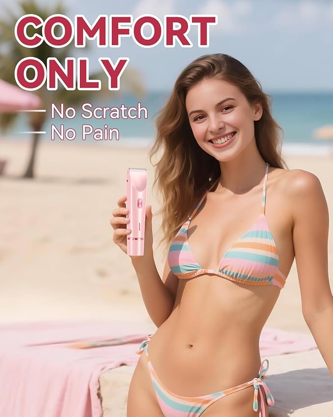 Dermave Bikini Shaver 2.0, Electric Bikini Trimmer for Women Pubic Hair, 2 in 1 Dual Head Body Hair Electric Razor, Waterproof, Wet/Dry