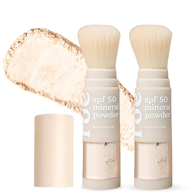 Roe Wellness- Kids SPF 50 Brush On Mineral Sunscreen Powder EWG Certified, Non-Toxic, Reef-Friendly, Easy to Apply for Kids, Babies & Parents (2Pack)