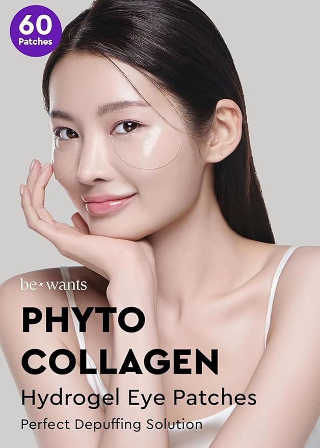 Bewants under eye patches for puffy eyes, Korean under eye mask with vegan collagen and 71.9% bamboo water, patches for dark circles and Cooling, 60 pieces