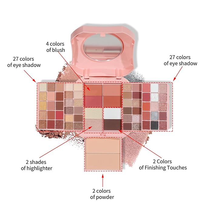 Makeup Eyeshadow Palettes, 64 Colors Protable Multifunction Blush Highlighter Contour Palettes with Matte Shimmer Pearl Makeup Effect for Daily Party Makeup - High Pigment Waterproof #5