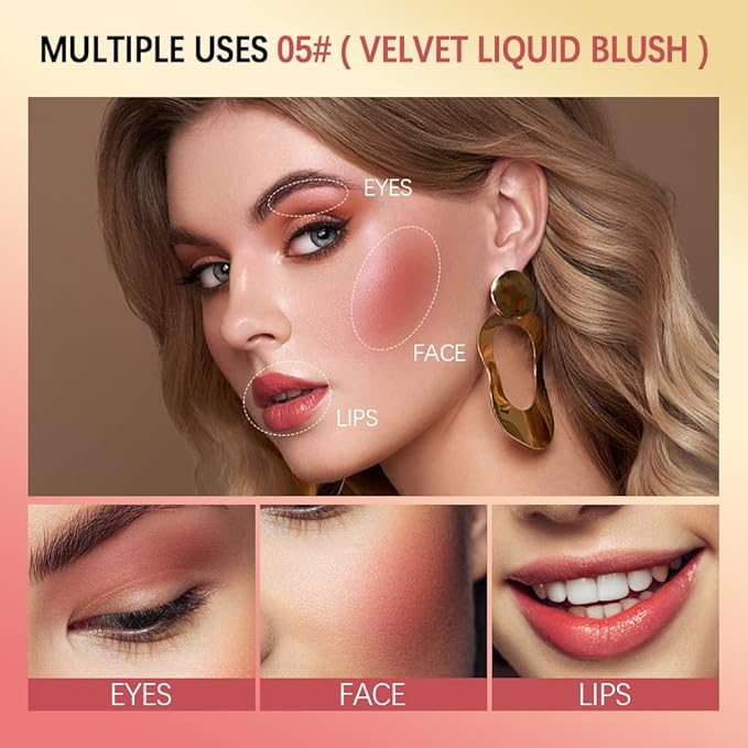 Liquid Blush,Soft Cream Face Blush, Dewy Cheek Tint, Long Lasting Natural Matte Finish Looking,Moisturizing Lightweight Blendable Feel (02 - HAPPY)