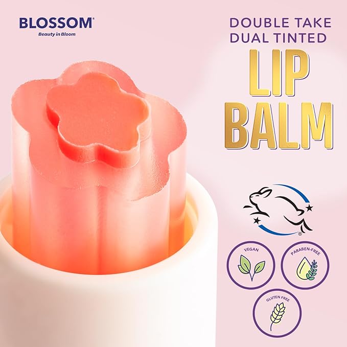Blossom Double Take Flower Shaped Dual Tinted Moisturizing Lip Balm with Shea Butter, 0.13oz/3.6g, Tickle Me Pink
