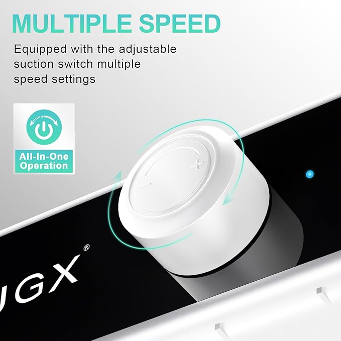 L'UGX Rechargeable Nail Dust Collector with 2 Reusable Filter, Professional Nail Vacuum Dust Collector Nail Tech Fan Extractor Powerful Suction Machine, Perfect for Home Salon Use